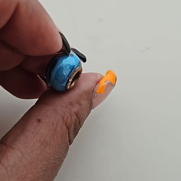 Murano Glass Bead 925 Blue/ Black - Picture 16 of 16